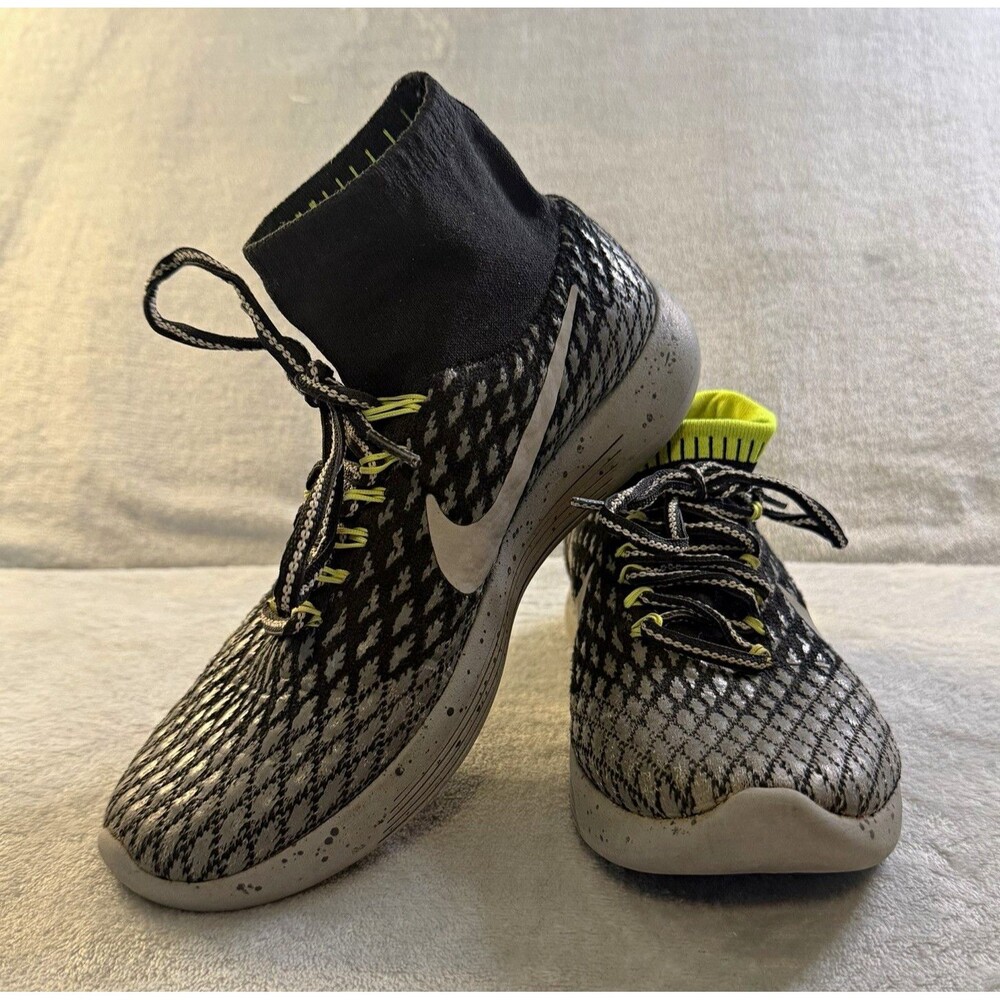 Nike LunarEpic Flyknit Shield H2O Repel Black Silver Volt Women's 8 849665-001